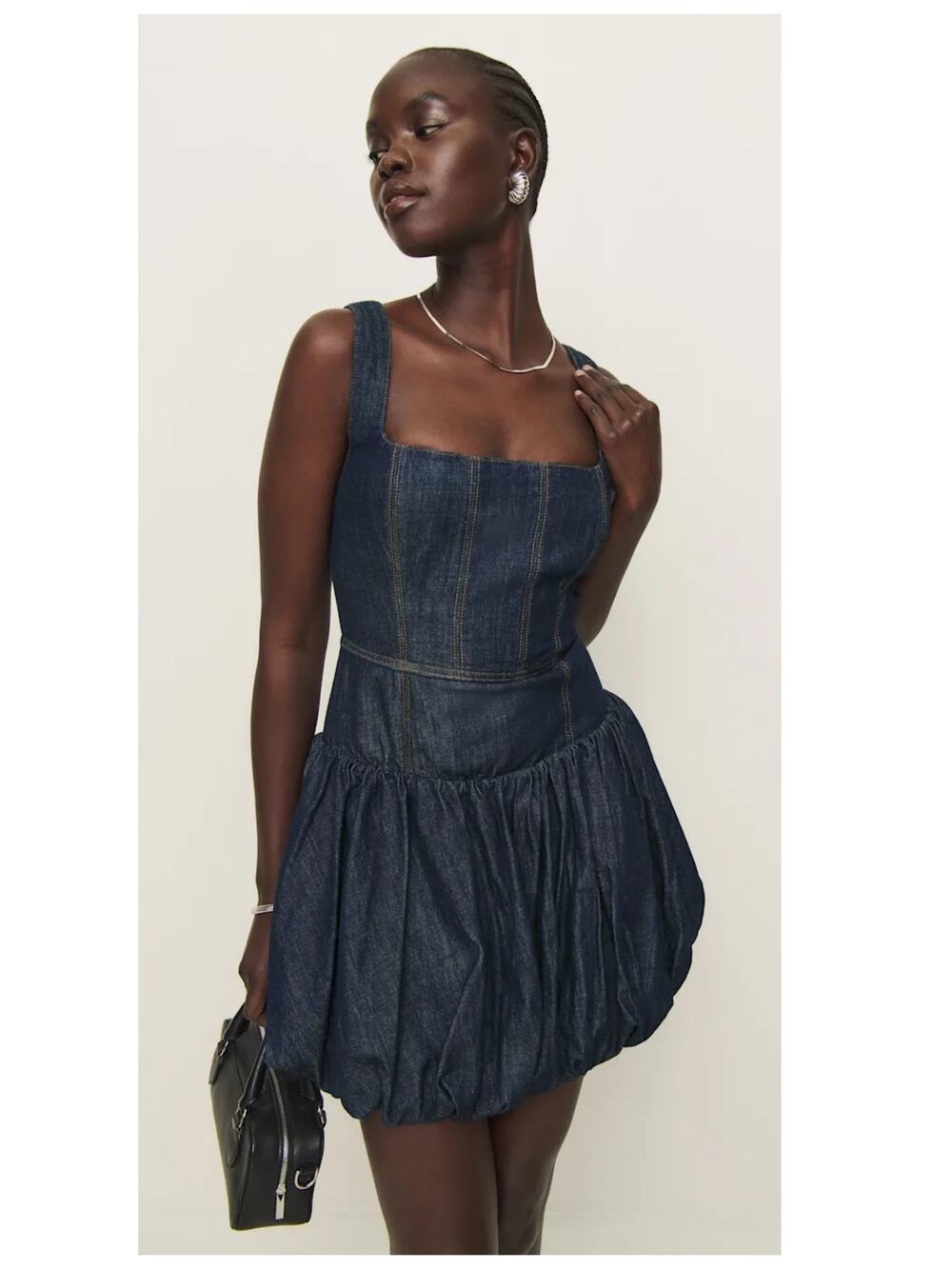 NEW Reformation Delia Denim Mini Dress Size 8
